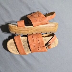 Kork-Ease‎ KROD11108 Platform Sandals Womens 10m Orange Woven Slingback Wedge